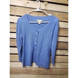 SIMPLY CASHMERE Blue Cashmere Sweater 3/4 Sleeve. Medium